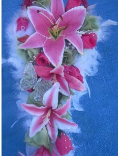 Bouquet de Mariée Cascade thème Fuchsia et Vert Anis - mariage 2