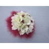 Bouquet mariée roses plumes ivoire / bordeaux