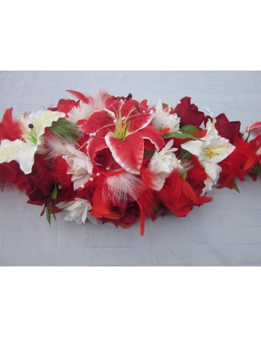 Gerbe de voiture mariage Magnifique avec des Lys, plumes et perles!