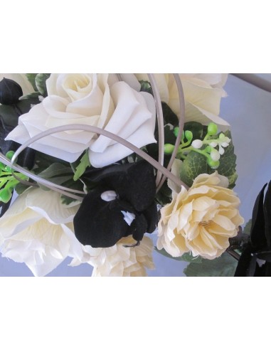Bouquet de Mariée Cascade thème Noir avec des Orchidées et Roses