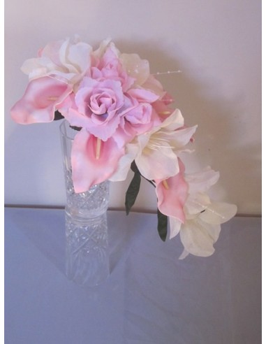 Bouquet de mariage cascade thème blanc / rose tendre avec Perles