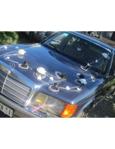 Décoration de mariage pour voiture thème baroque avec roses,perles