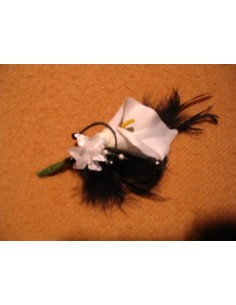 Lot Mariage: Bouquet Mariée et 3 boutonnières arums noir et blanc 2