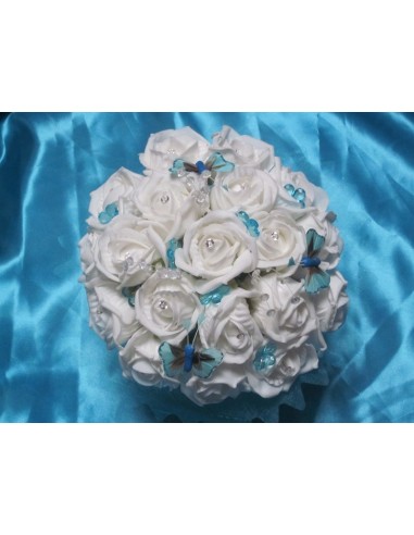 Bouquet mariée blanc turquoise