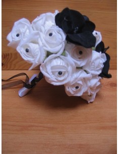Bouquet pour Mariage "Coeur Noir et Blanc" fait main sur mesure