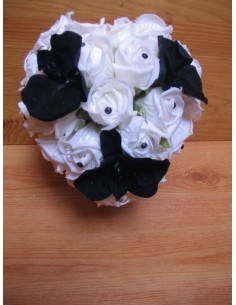 Bouquet pour Mariage "Coeur Noir et Blanc" fait main sur mesure 2