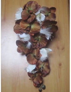 Bouquet de Mariée Tombant Cascade thème "Orchidées Chocolat"