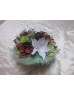 Bouquet mariée Rond chocolat / anis avec des lys, roses et œillets  2