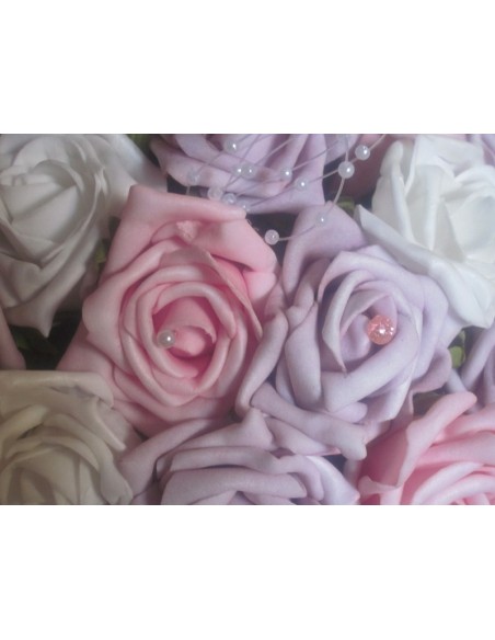 Bouquet de fleur de la mariée thème parme et rose avec diamants