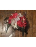 Promo! Bouquet de Mariée Rond avec pivoines et renoncules rouge
