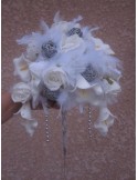 Magnifique Bouquet de Mariée blanc ou ivoire avec arums, roses ...