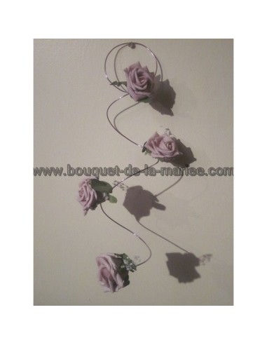 Bouquet mariage: bracelet tombant parme avec perles, orchidées