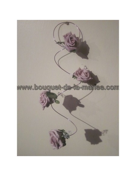 Bouquet mariage: bracelet tombant parme avec perles, orchidées