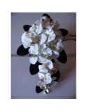 Bouquet de mariage re-tombant avec de belles orchidées blanches
