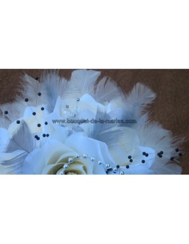 Lot privé Mariage: bouquets et boutonnières ivoire argent noir