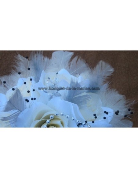 Lot privé Mariage: bouquets et boutonnières ivoire argent noir