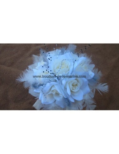 Lot privé Mariage: bouquets et boutonnières ivoire argent noir