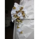 Bouquet de mariage Cascade "Or" - belles roses, arums, perles, tulle