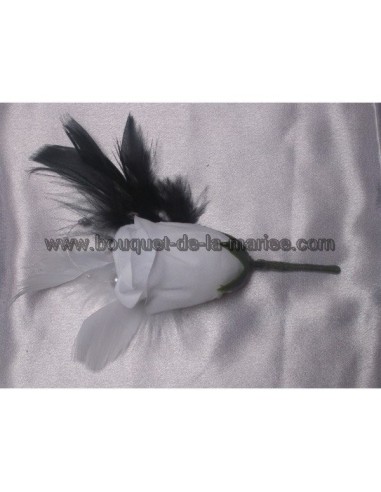 Boutonnières noir et blanc plumes