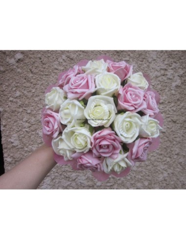 Bouquet rond 22cm rose tendre