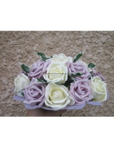 PROMO Bouquet mariage rond 22 cm parme avec roses et diamants 2