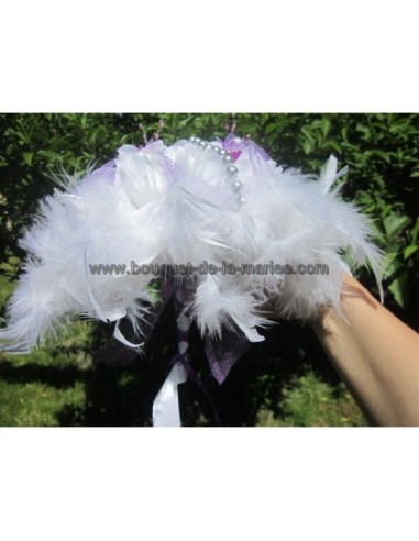 Bouquet + boutonnière couleur blanc et violet ou ivoire et violet