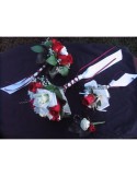 Lot de bouquets de fleurs pour mariage couleur blanc et bordeaux