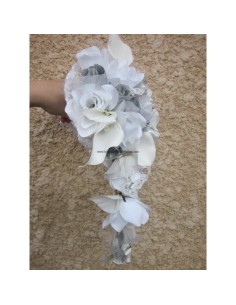 Bouquet Mariée Tombant thème Angélique Couleur Argent ou Or 2