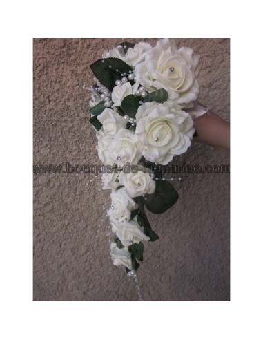 Promotion Bouquet mariage tombant thème Champagne ou ivoire