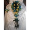 Bouquet mariee cascade plumes de paon