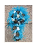 Bouquet de Mariée Cascade thème turquoise, chocolat avec plume
