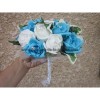 Bouquet mariee rond turquoise bleu et blanc