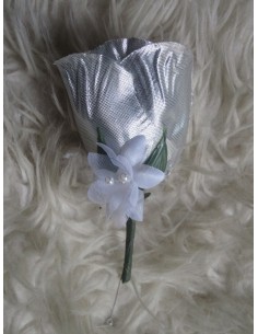 Bouquet de Mariée Cascade Lys Gris Argent avec des fleurs artificielles