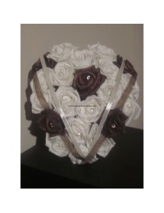 Bouquet de mariage thème "cœur chocolat" avec de Belles Roses
