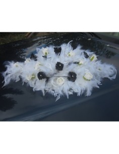 Compositions florale de table pour mariage thème noir et blanc 60cm