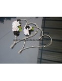 Décoration voiture Mariage Coeurs, orchidée noir, blanc et argent