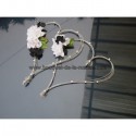 Décoration voiture Mariage Coeurs, orchidée noir, blanc et argent