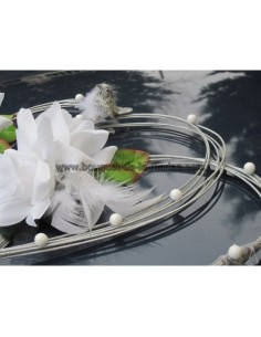 Cœurs de mariage argenté avec des roses, plumes et colombes! 2