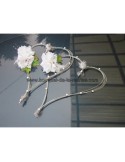 Cœurs de mariage argenté avec des roses, plumes et colombes!