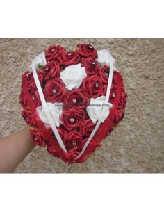 Splendide Bouquet de fleurs "Coeur" thème rouge ou bordeaux