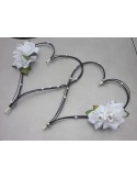 Décoration voiture pour mariage type Cœurs noir avec perles et roses éclatante