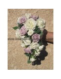 Bouquet mariée retombant ivoire et parme, perles et diamants