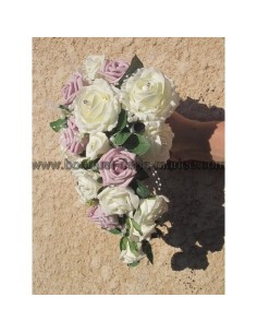 Bouquet mariée retombant ivoire et parme, perles et diamants 2