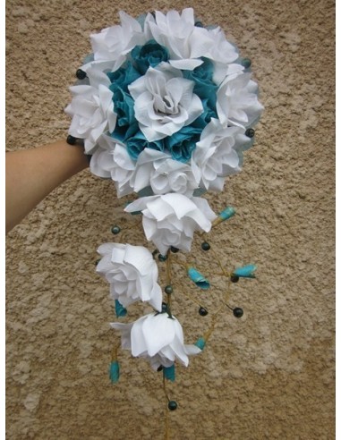 bouquet mariée tombant turquoise