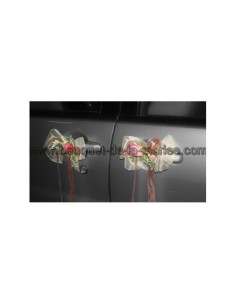 Idée mariage: 2 Décorations des portes de voiture avec 1 rose