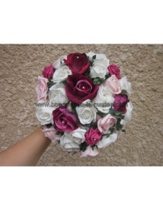 Bouquet de la mariée Rond élégant avec des Roses perlées (28cm)