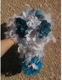 Splendide Bouquet Cascade pour la Mariée turquoise / blanc / ivoire