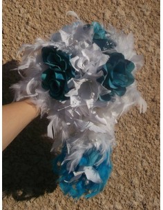 Splendide Bouquet Cascade pour la Mariée turquoise / blanc / ivoire