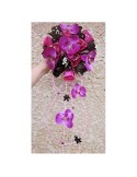 Bouquet de mariage cascade thème fuchsia noir avec diamants