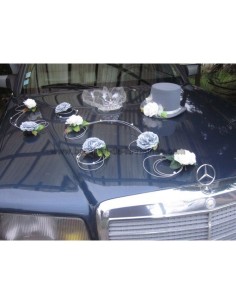 Décoration de voiture de Mariage élégante avec chapeau et diademe 2